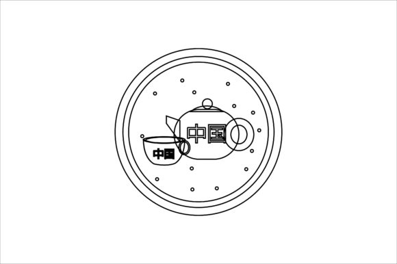 Chinese New Year Icon Cup Teapot Outline