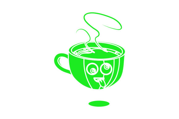 Coffee Cup Character Kawaii Green Icon