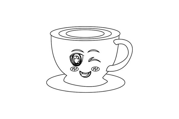 Coffee Cup Sweet Kawaii Outline