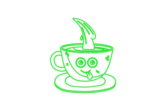 Coffee Smile Cup Kawaii Outline