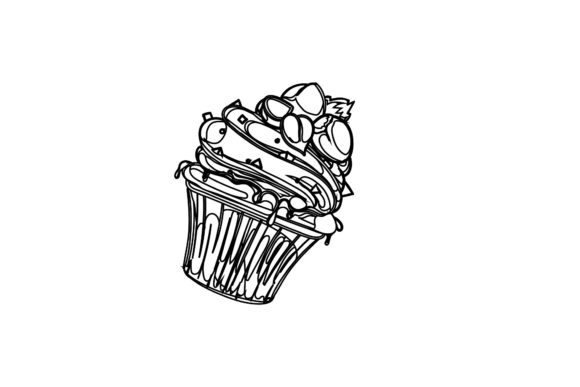 Cup Cake Icon Graphic Design Outline