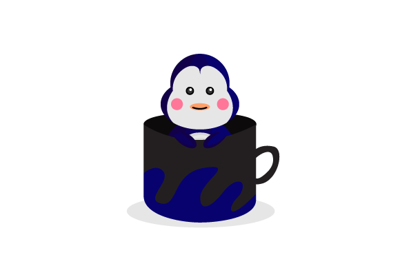 Cute Animal Penguin Character Inside Cup