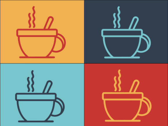 Hot Cup Tea Outline Style