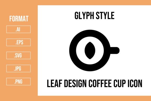 Leaf Design Coffee Cup Glyph Icon