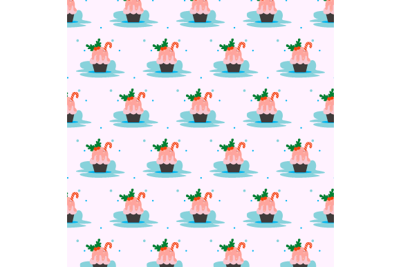 Seamless Pattern Christmas Cup Cake