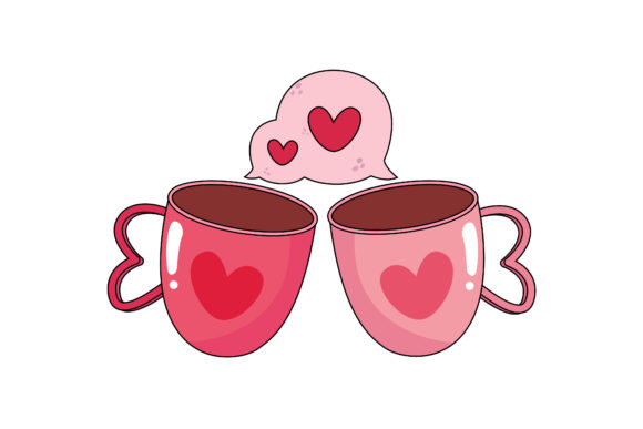 Valentine Icon Cute Cup Fill Lines