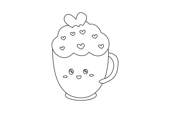 Valentine Kawaii Cup Cream Outline Icon