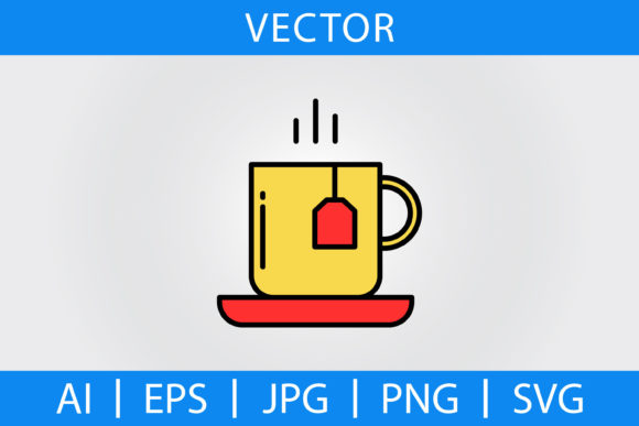 Vector Tea Cup Filled Line Icon